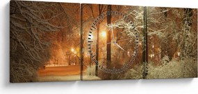 Tablou - Parcul înzăpezit (cu ceas) (90x30 cm)