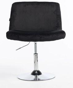 HR150N Scaun Neagră din Catifea cu Bază Cromata