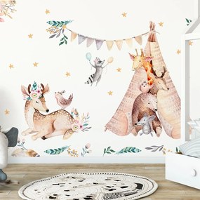 Autocolante de perete pentru camera copiilor Ambiance Rabbits Woodland
