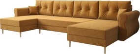 Coltar extensibil in forma de U SILVIANO 300x140 cm, mustar + 2 perne GRATUIT