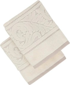 Set 2 prosoape baie SULTAN, crem, bumbac, 50x90 cm