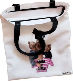 Sacosa de Panza pentru Cumparaturi, Geanta Tote, model Super Mama, Cu fermoar, 38x34.5 cm, Alba, BEKZ®