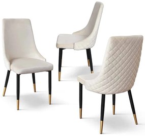 SET 4 Scaune Oro, structura metalica, catifea - BEJ - CATIFEA - NEGRU - STANDARD