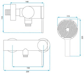 Baterie de duș REA Foss/Clif Brush Copper