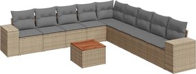 vidaXL Set canapele de grădină cu perne, 10 piese, bej, poliratan