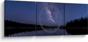 Tablou cu cerul nocturn (cu ceas) (90x30 cm)
