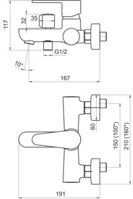 Novaservis - Set baterie pentru cadă TITANIA FRESH ECO crom lucios
