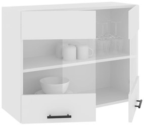 Corp Superior Karo, 2 Usi, cu sticla, Alb, 80 x 30 x 60 cm