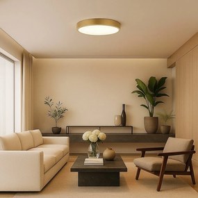 Plafoniera LED cu telecomanda design slim Tesia auriu 60W