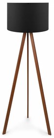 Lampa de Podea cu 3 Picioare din Lemn, Soclu E27, Max. 60W, Culoare Negru / Maro