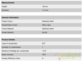 Stalp iluminat exterior IP44 H100cm Pleno AL 11-1131/1 Edelstahl OR