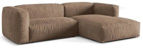 Colțar modular maro deschis cu tapițerie din catifea (cu colț pe partea dreaptă/cu șezlong) Martina – Micadoni