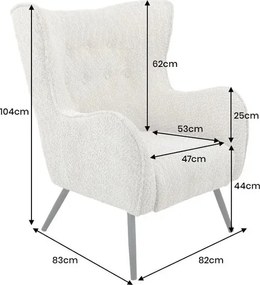 Fotoliu elegant design retro AMSTERDAM boucle greige