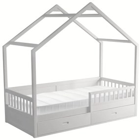 Pat etajat pentru copii 90 cm Burgues (alb) (cu somieră) (cu sp. depozitare). 1116252
