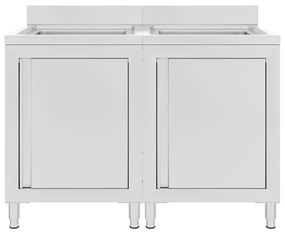 Dulap comercial pentru chiuveta, 2 buc., otel inoxidabil 1, 120 x 60 x 96 cm (chiuveta dubla)
