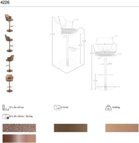 Scaun de bar pivotant cu inaltime reglabila Stool maro