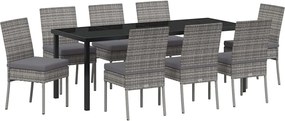 vidaXL Set de masă pentru grădină 9 pcs Gri Oțel vopsit electrostatic