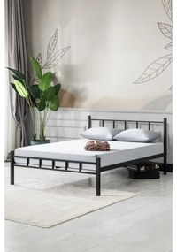 Pat metalic dublu ORMEL 120 x 200 cm, negru, capacitate de încărcare 120 kg
