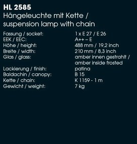 Pendul iluminat exterior din fier forjat design rustic HL 2585