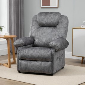 HOMCOM Fotoliu Recliner, din Tesatura, Fotoliu Rabatabil cu Suport pentru picioare Detasabil si Buzunar Lateral, Gri