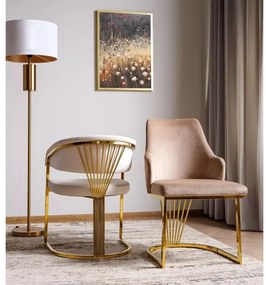 Scaun Alure velvet bej deschis/auriu Blu22