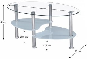 Masuta de cafea, otel/sticla transparenta/sticla  de culoarea laptelui, WAVE NEW