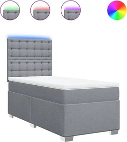 vidaXL Pat continental cu saltea, gri deschis, 80x200 cm, textil