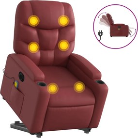 vidaXL Fotoliu electric masaj rabatabil cu ridicare, roșu vin