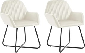 vidaXL Scaune de bucătărie, 2 buc., crem, catifea