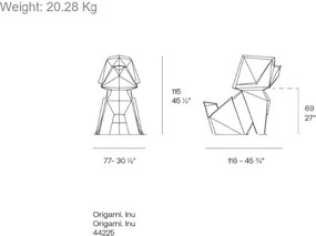 Decoratiune/ Statueta exterior sau interior Origami Inu, mat