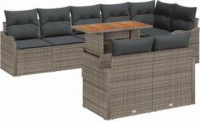 vidaXL Set de canapele pentru grădină cu pernă Manual 9 pcs Gri