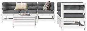 3250805 vidaXL Set canapea de grădină, 6 piese, alb, lemn masiv pin