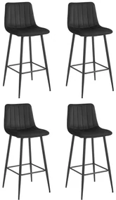 Set 4 Scaune Bar Zargo Catifea Negru