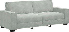 vidaXL Canapea cu 3 locuri, gri deschis, material 220x78x84CM catifea