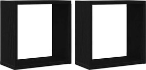 vidaXL Rafturi de perete cub 2 buc. stejar negru, 30x15x30 cm lemn