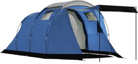 Outsunny Cort de camping tunel pentru 4 persoane impermeabil 3000mm dublu strat anti-condensație înălțime 190cm Albastru închis | Aosom Romania