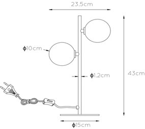 Lampă de masă TYCHO 2xG9/28W/230V neagră Lucide 45574/02/30
