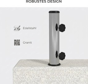 Outsunny Baza Umbrelă Gradină 25kg Granit Oțel Inoxidabil pentru Stâlpi Ø32-48mm | Aosom Romania