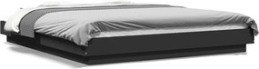 vidaXL Cadru de pat cu lumini LED, negru, 160x200 cm, lemn prelucrat