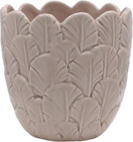 Ghiveci taupe din portelan, cu model, H11.5/D12 cm, Fayence