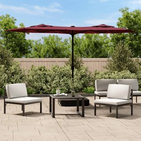 vidaXL Umbrelă de soare grădină cu două capete, roșu bordo, 316x145 cm