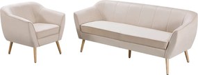 Fotoliu de design, ţesătură Velvet bej/natur, VIODA