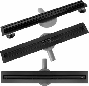 Set rigola pentru dus plus capac negru Rea Neox 80 cm