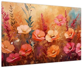 Tablou - Flori de pajiște, pictură (90x60 cm)