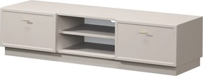 Comodă TV Lorini 150 cm cu sertare - culoare cașmir / mânere aurii tip T-bar