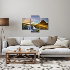 Tablou cu munții și cascade pe Islanda (90x60 cm)