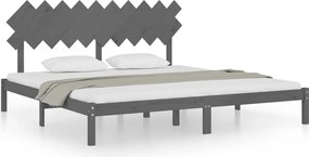vidaXL Cadru de pat, gri, 200x200 cm, lemn masiv