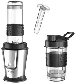 Blender Adler AD 4081, 800W, 2 pahare/sticle 400/570 ml, 20 000 rpm, 4 lame din otel inoxidabil, Zdrobire gheata, Fara BPA, Negru