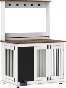 PawHut Cutie pentru câini cu raft de depozitare pentru jucării, cârlige pentru lese, tablă pentru scris, burete pentru șters, pentru câini mari, Alb | Aosom Romania