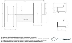 Canapea extensibilă în formă de "U" cu șezlong pe partea dreaptă Miuform Dazzling Daisy, bej